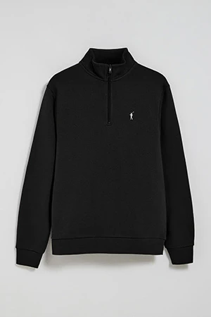 Sudadera de media cremallera negra con logo bordado Rigby Go - Image 9