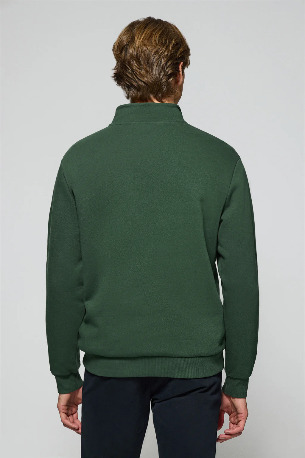 Sudadera de media cremallera verde botella con logo bordado Rigby Go - Image 4