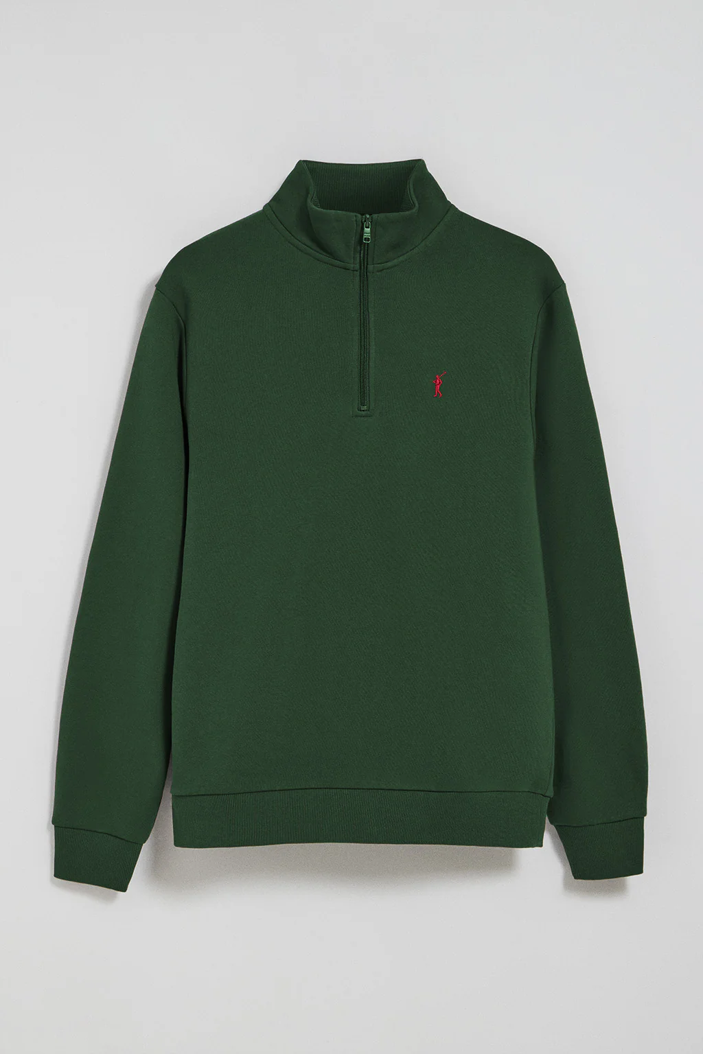 Sudadera de media cremallera verde botella con logo bordado Rigby Go - Image 8
