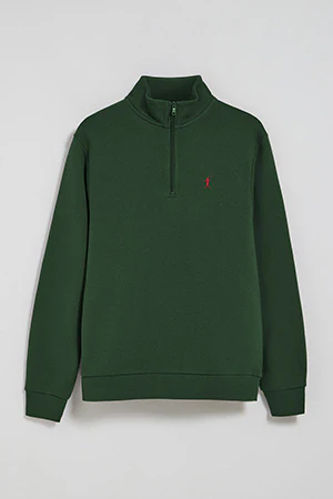 Sudadera de media cremallera verde botella con logo bordado Rigby Go - Image 9
