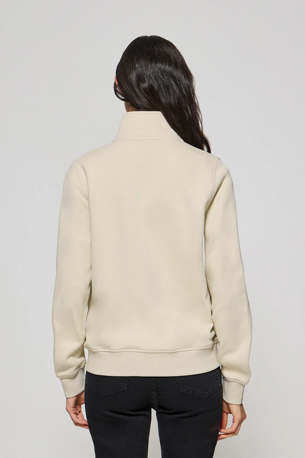 Sudadera de cremallera beige de cuello elevado con logo Rigby Go - Image 4