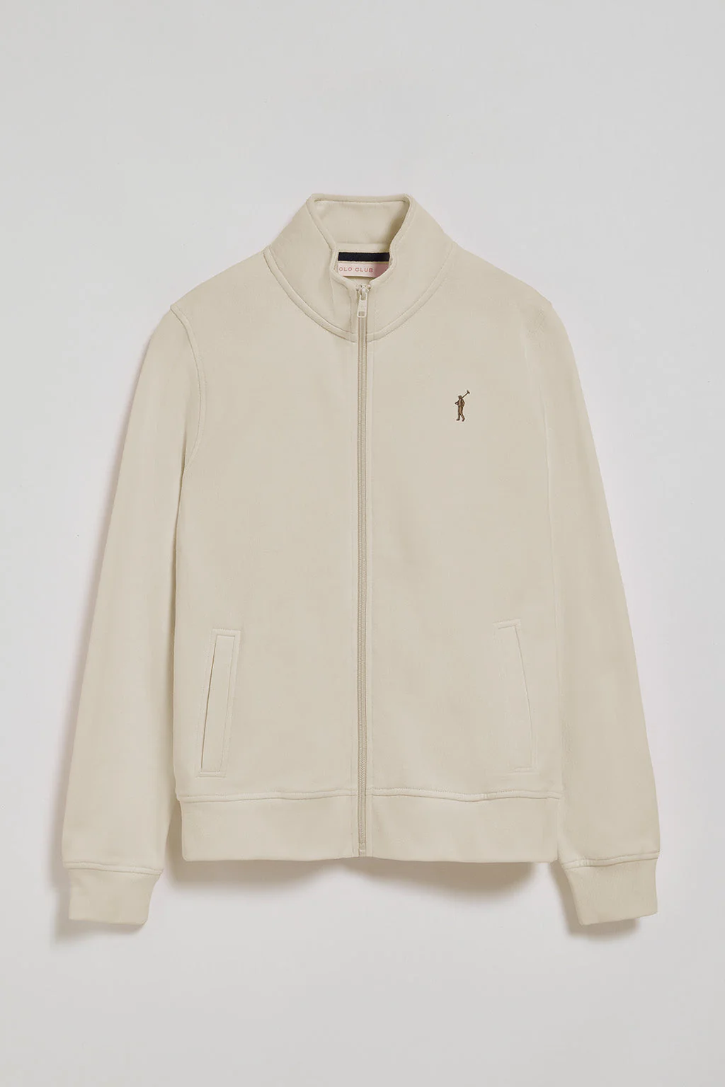Sudadera de cremallera beige de cuello elevado con logo Rigby Go - Image 5