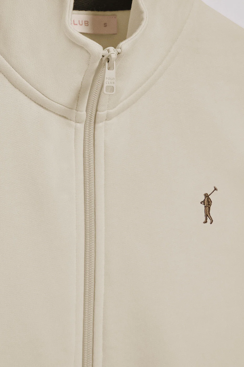 Sudadera de cremallera beige de cuello elevado con logo Rigby Go - Image 6