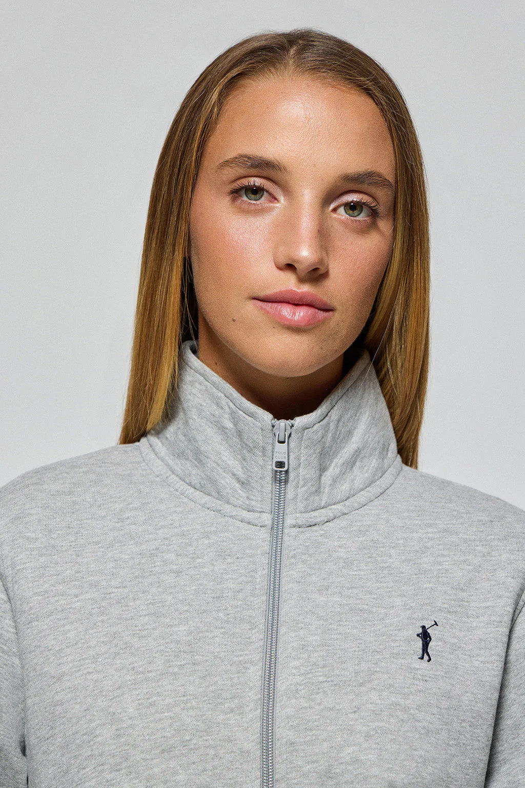 Sudadera de cremallera gris vigoré de cuello elevado con logo Rigby Go - Image 2