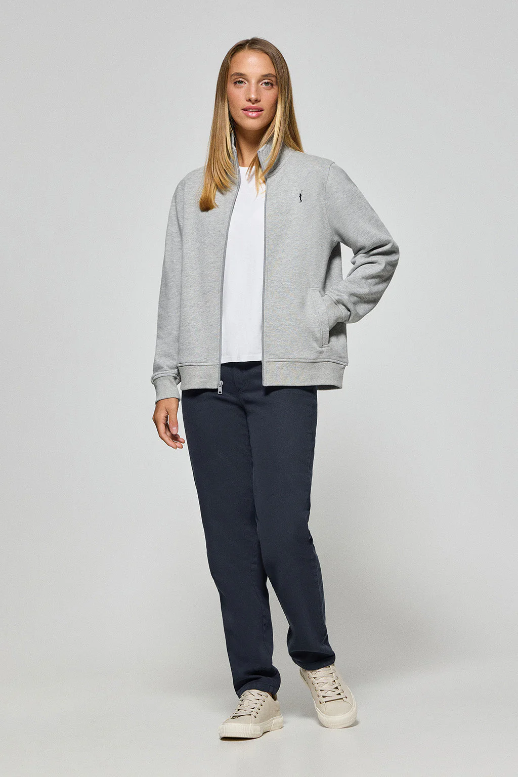 Sudadera de cremallera gris vigoré de cuello elevado con logo Rigby Go - Image 4