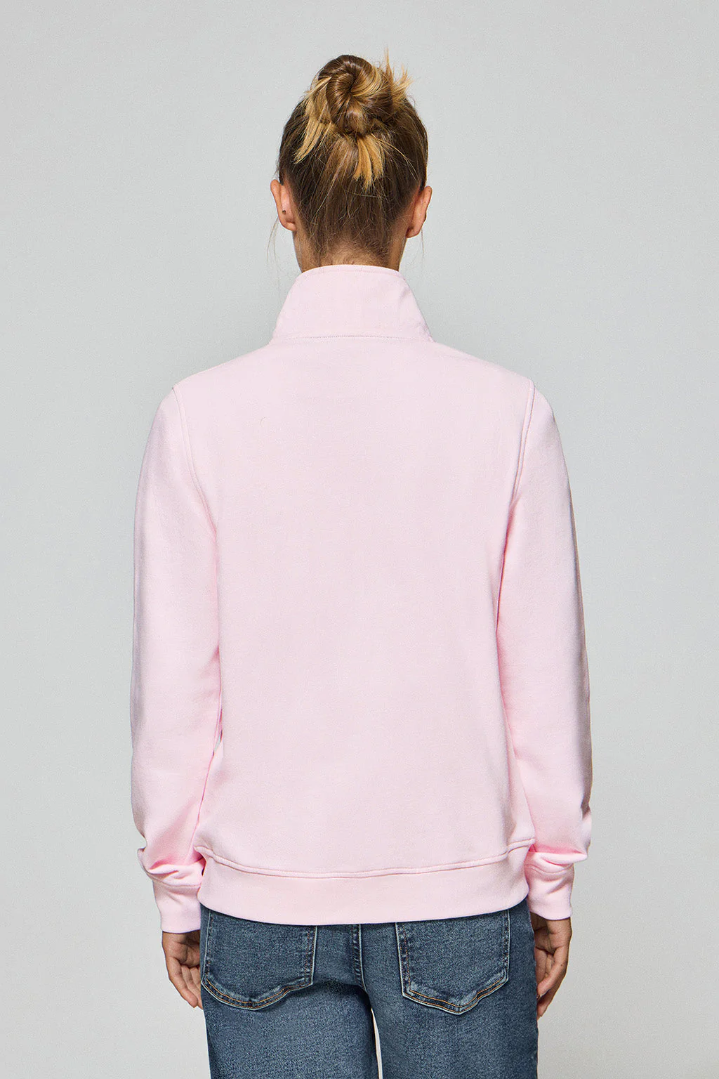 Sudadera de cremallera rosa de cuello elevado con logo Rigby Go - Image 4