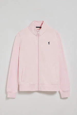 Sudadera de cremallera rosa de cuello elevado con logo Rigby Go - Image 9
