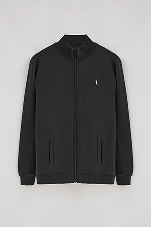 Sudadera negra abierta con cuello elevado y logo Rigby Go - Image 6