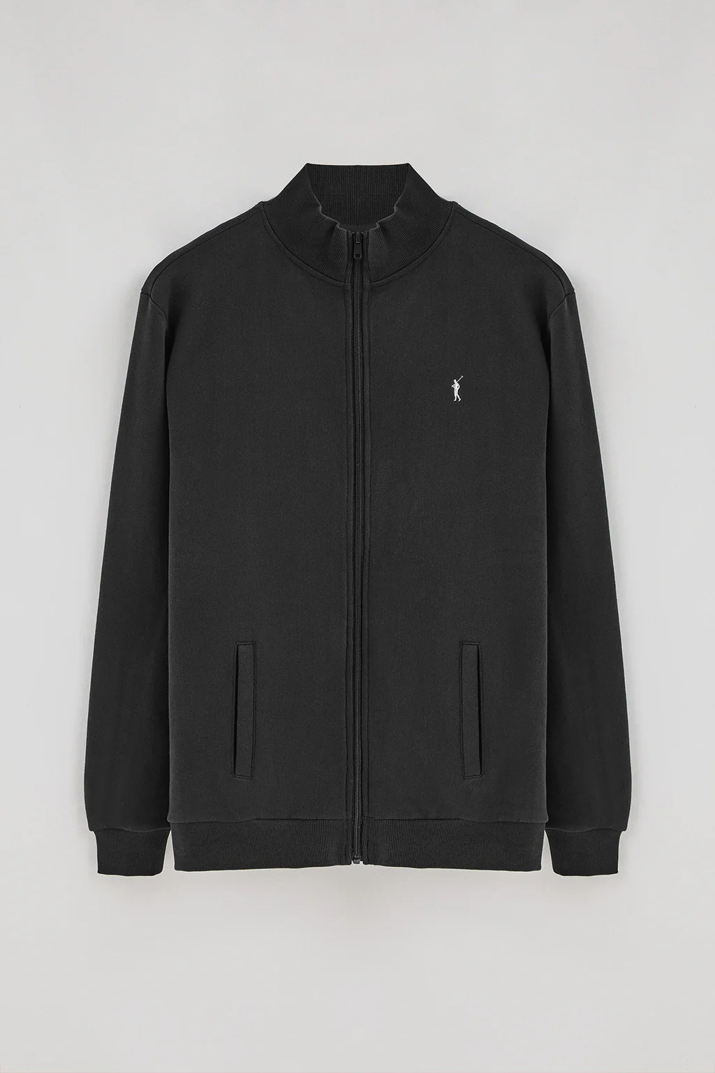 Sudadera negra abierta con cuello elevado y logo Rigby Go - Image 7