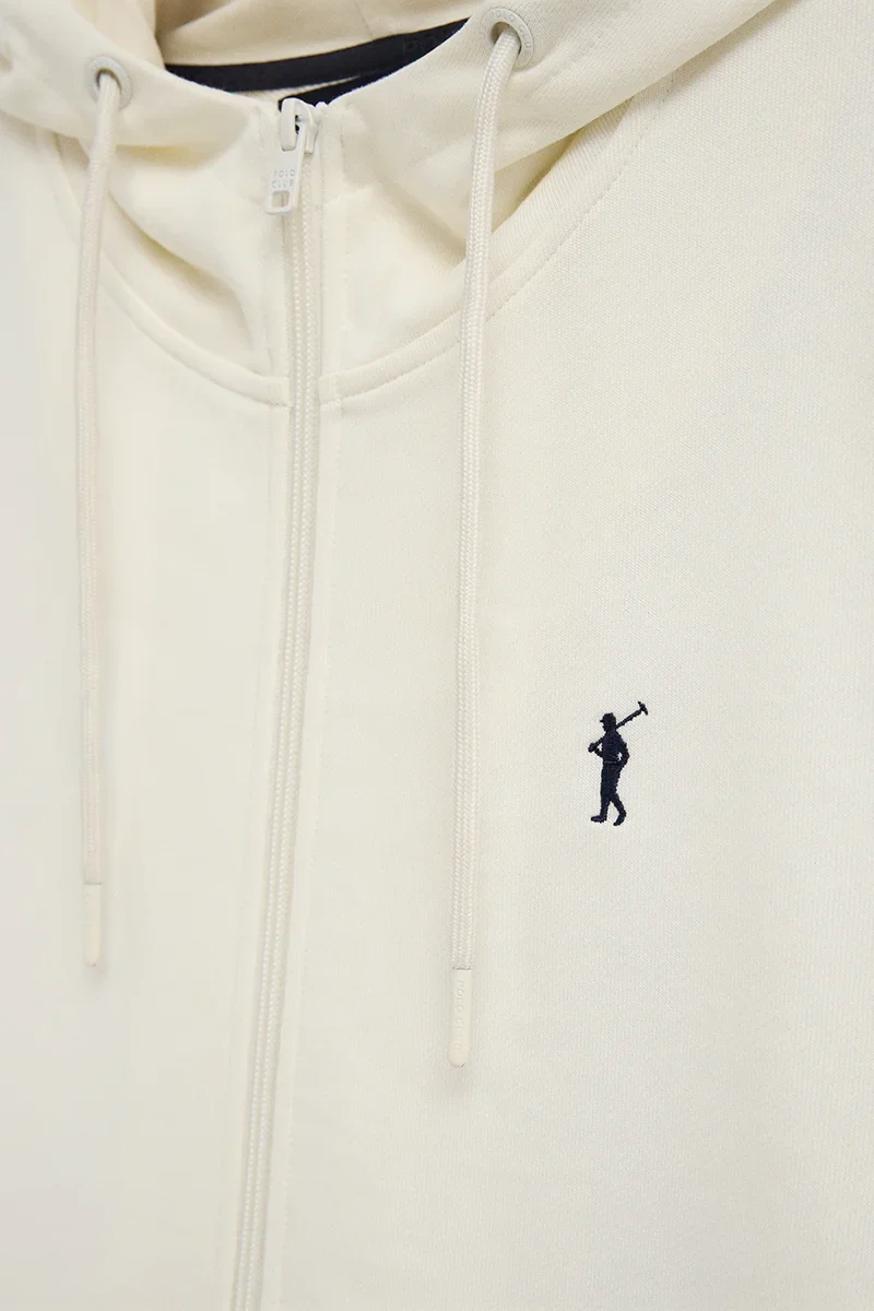 Sudadera color crudo con capucha y cremallera con logo bordado Rigby Go - Image 7