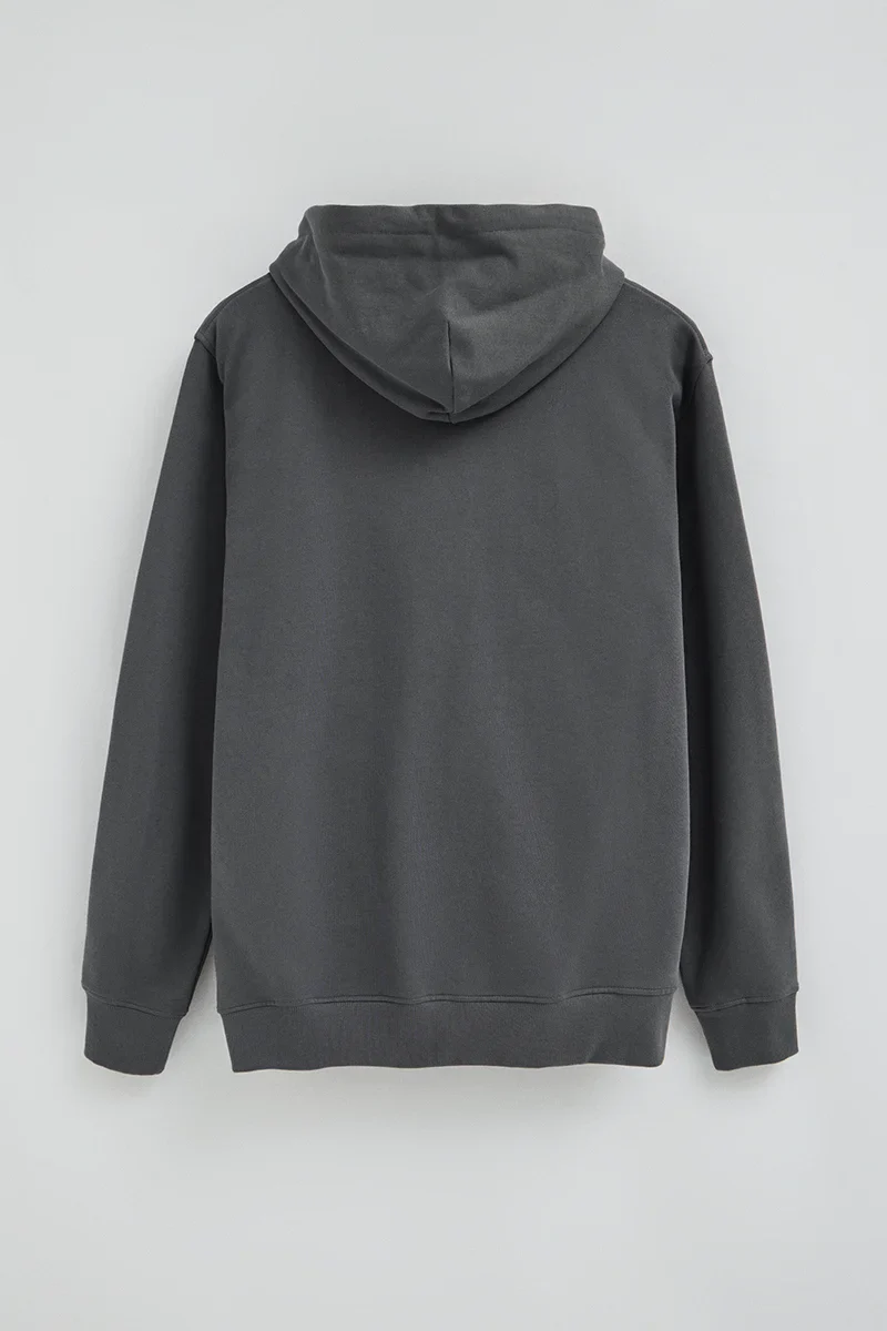 Sudadera gris piedra con capucha y cremallera con logo bordado Rigby Go - Image 7