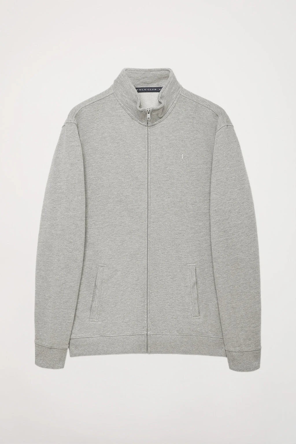 Sudadera abierta de cuello elevado gris vigoré con logo Rigby Go - Image 6