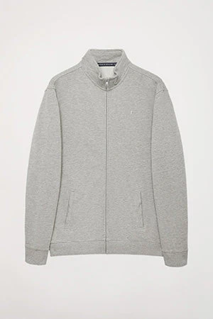 Sudadera abierta de cuello elevado gris vigoré con logo Rigby Go - Image 7