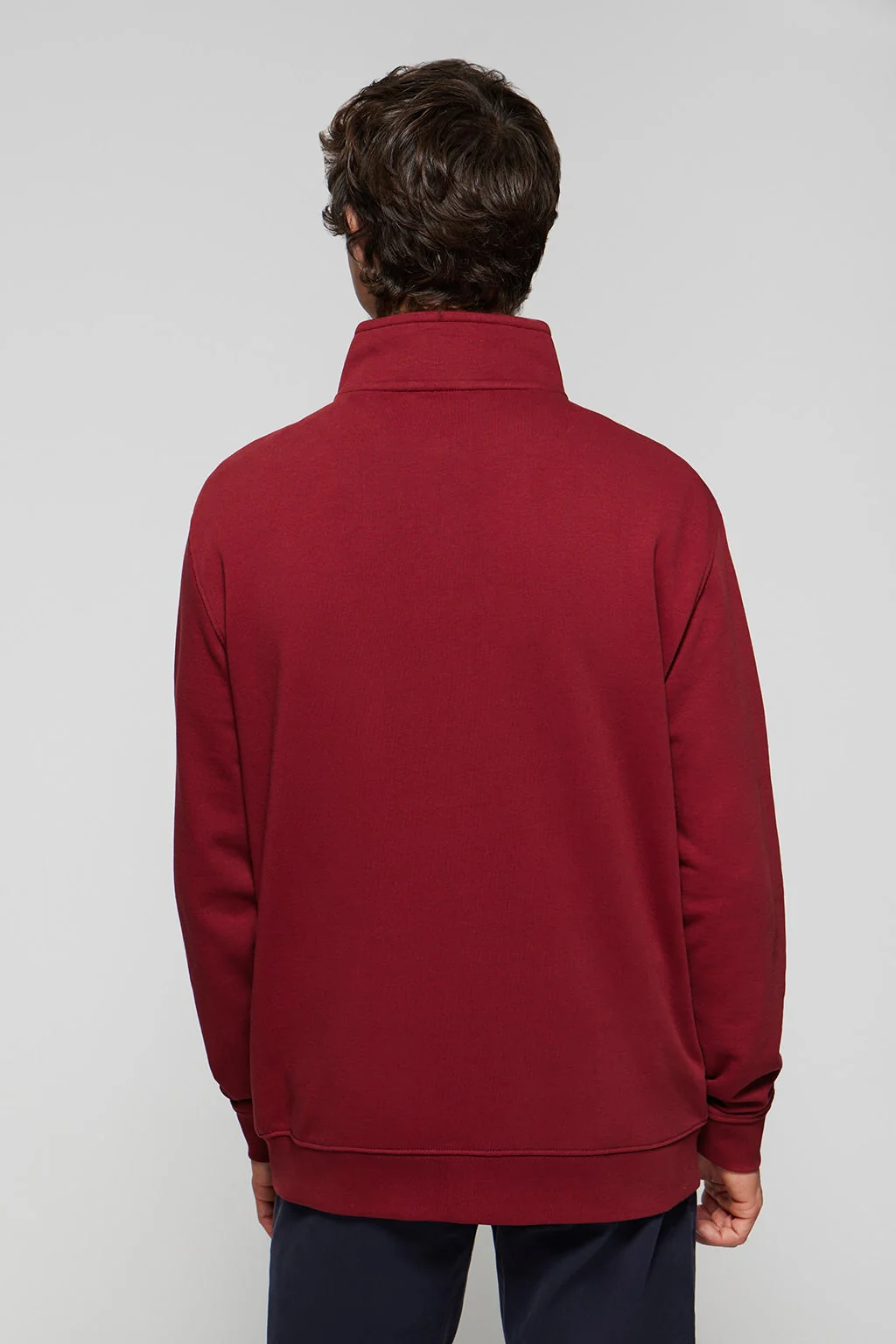 Sudadera abierta de cuello elevado granate con logo Rigby Go - Image 5