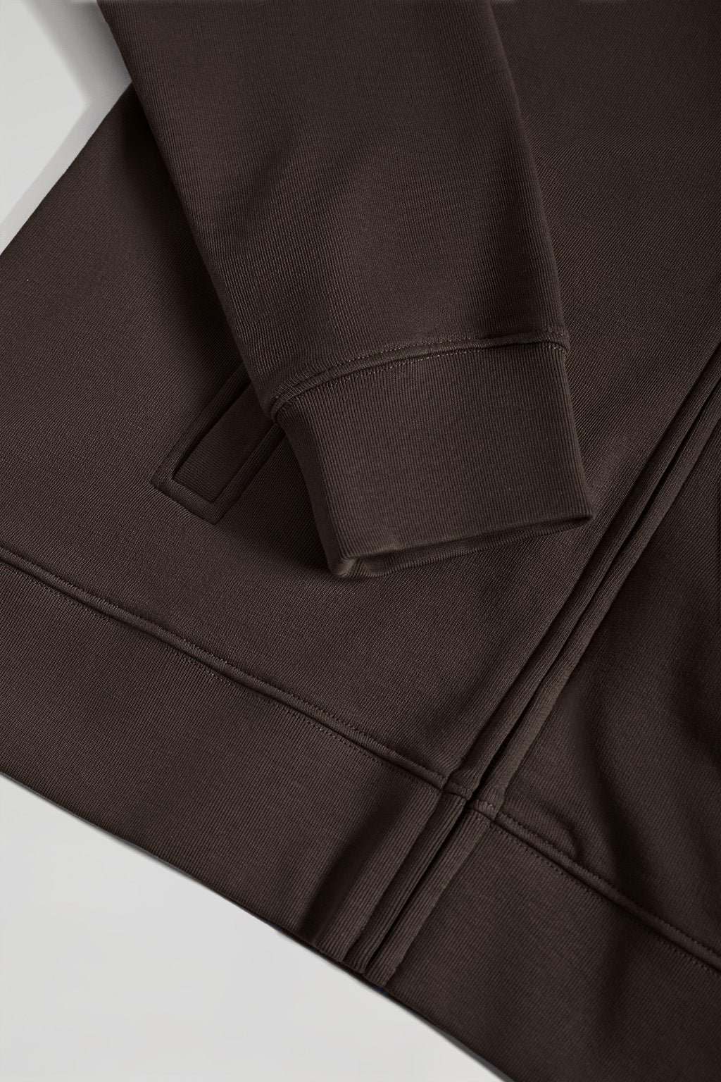 Sudadera abierta de cuello elevado marrón oscuro con logo Rigby Go - Image 7