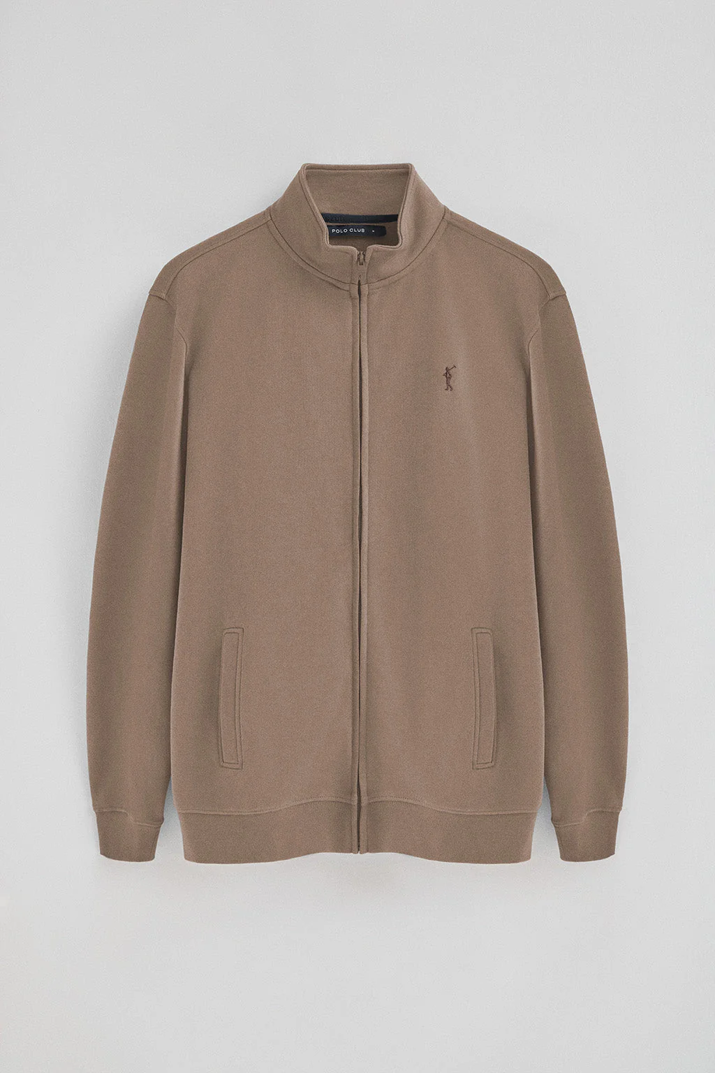Sudadera marrón de cuello alto y cremallera con logo Rigby Go - Image 5