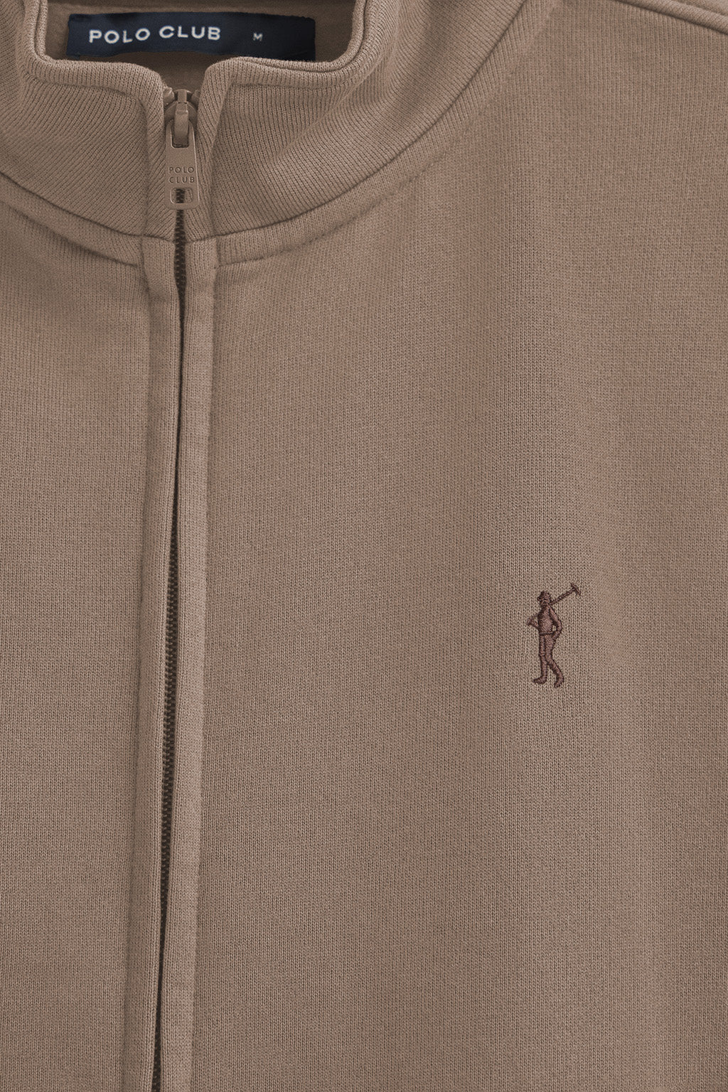 Sudadera marrón de cuello alto y cremallera con logo Rigby Go - Image 6