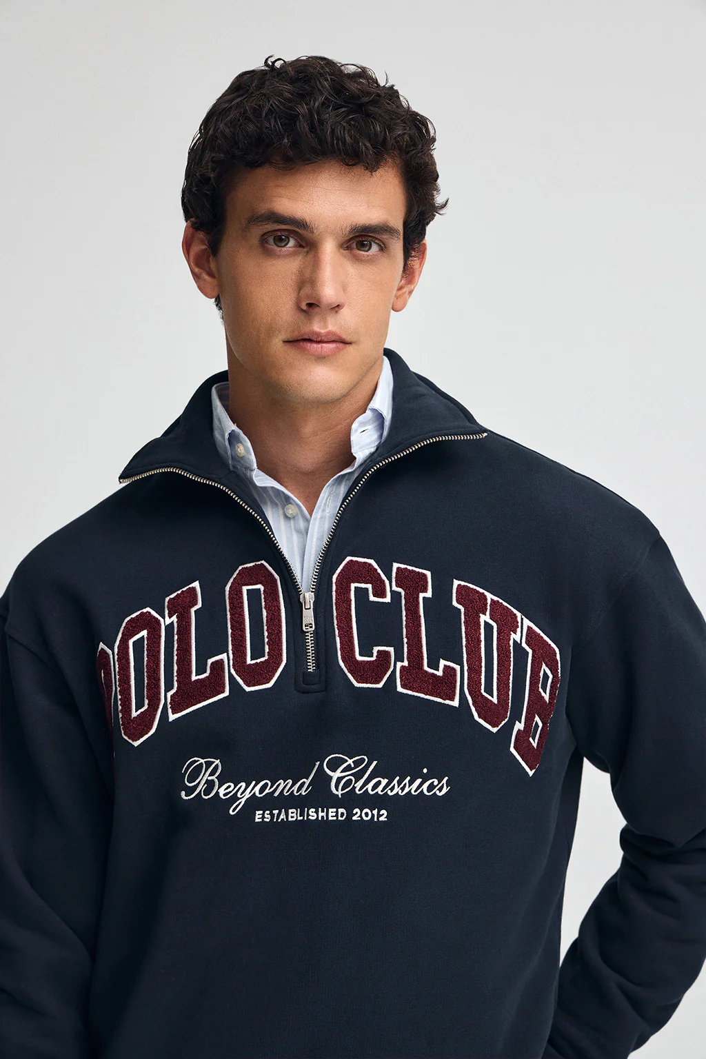 Sudadera azul marino con media cremallera y logo Established 2012 Polo Club - Image 2