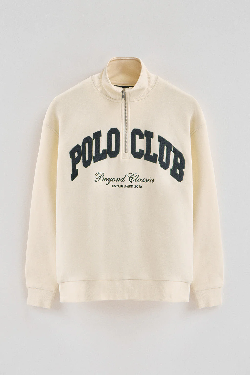 Sudadera color crudo con media cremallera y logo Established 2012 Polo Club - Image 6