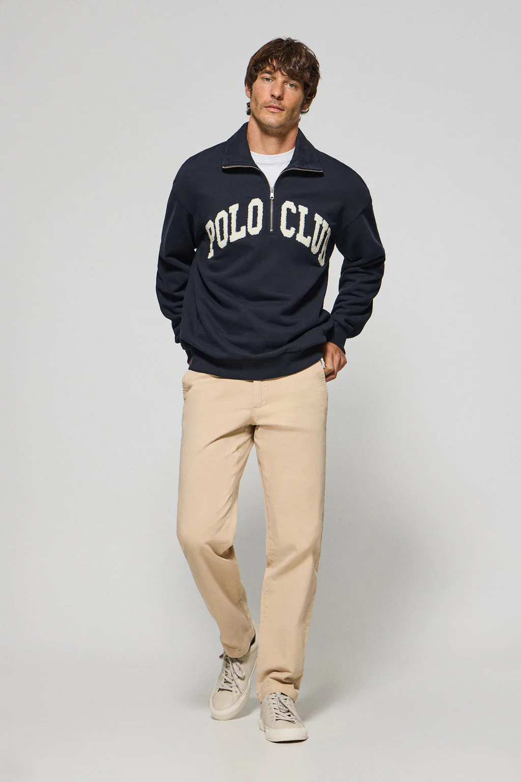 Sudadera azul marino Seldon con media cremallera y gráfico Polo Club - Image 4