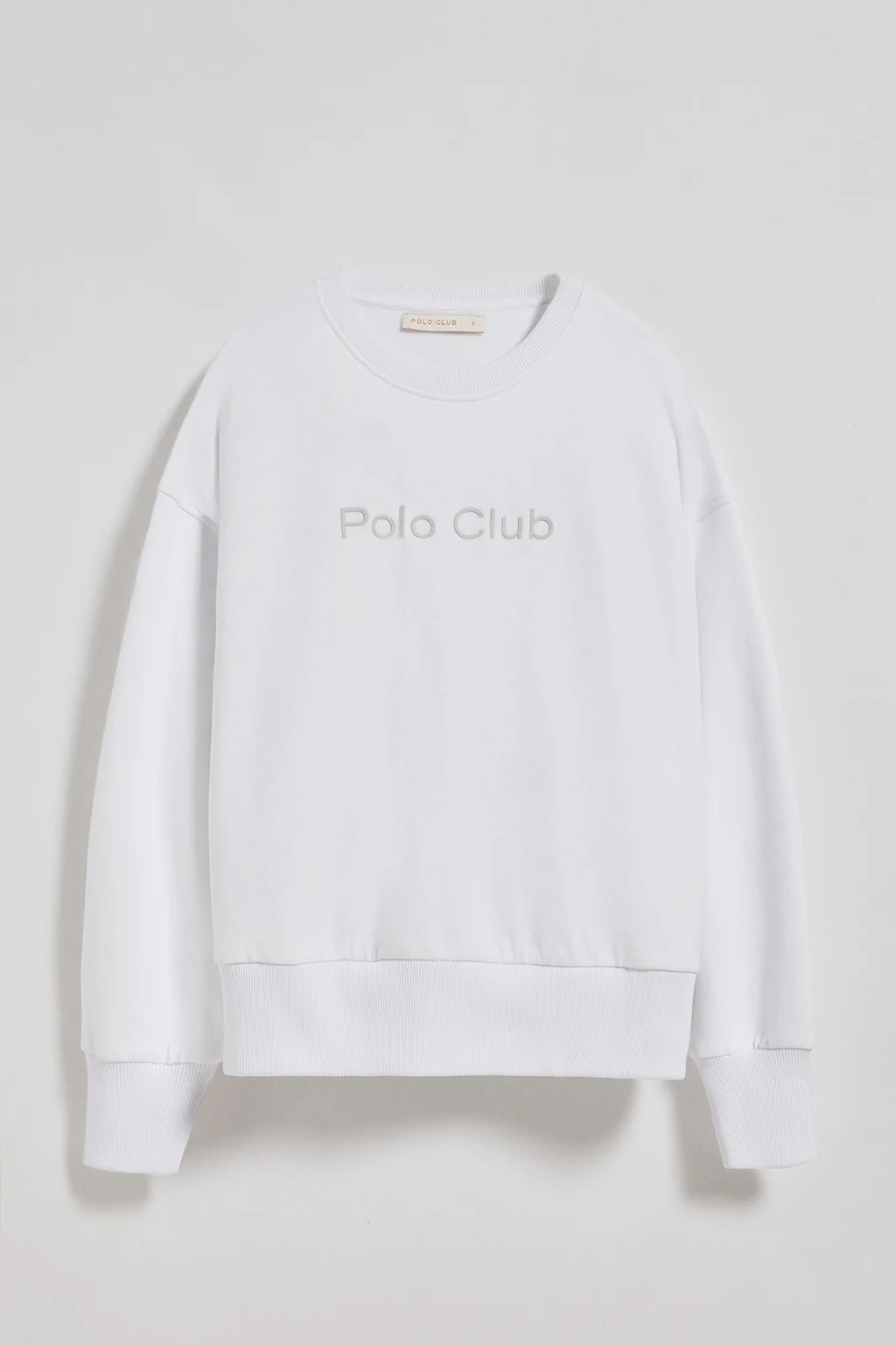 Sudadera básica de cuello redondo blanca con logo frontral Polo Club engomado - Image 10