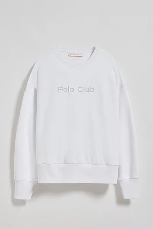 Sudadera básica de cuello redondo blanca con logo frontral Polo Club engomado - Image 11