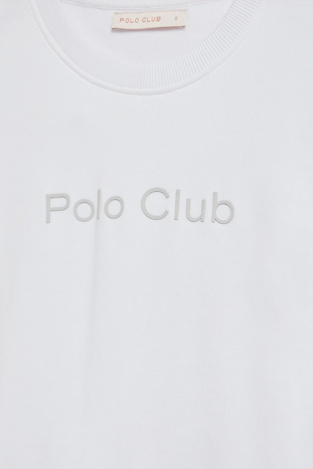 Sudadera básica de cuello redondo blanca con logo frontral Polo Club engomado - Image 9