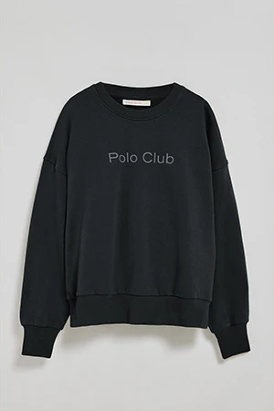 Sudadera básica de cuello redondo negra con logo frontral Polo Club engomado - Image 10