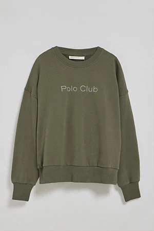 Sudadera básica de cuello redondo verde con logo frontral Polo Club engomado - Image 13