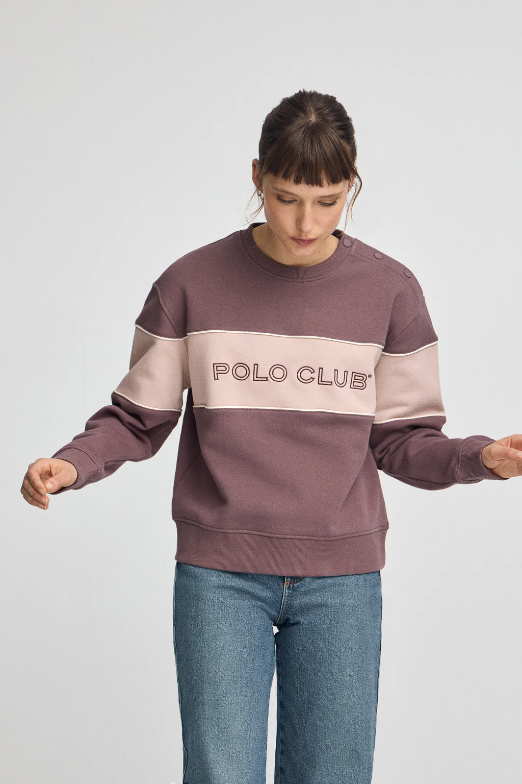 Sudadera rosa taupe de corte boxy y logo Polo Club - Image 3