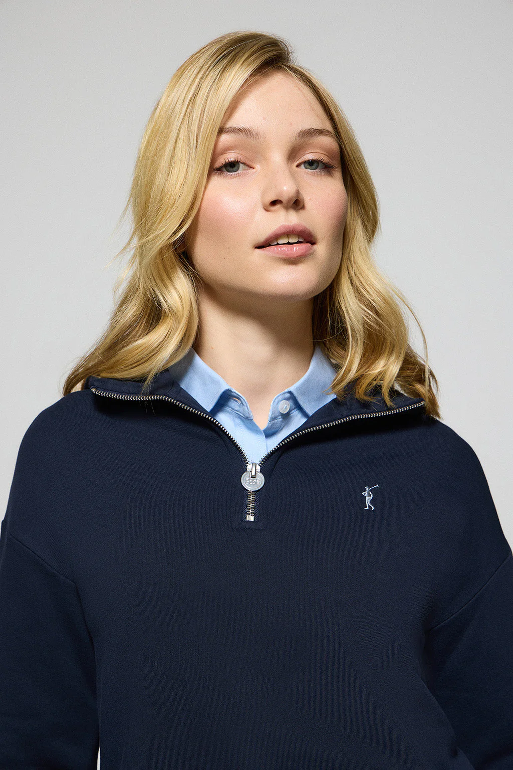 Sudadera Sinsajo azul con capucha y cremallera con logo Rigby Go - Image 2