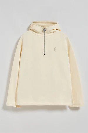 Sudadera Sinsajo beige con capucha y cremallera con logo Rigby Go - Image 10
