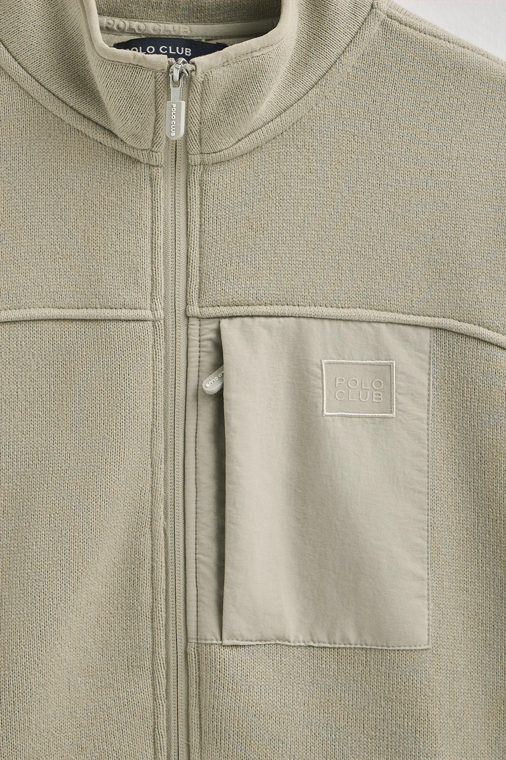 Sudadera polar color piedra con cremallera y logo Polo Club - Image 7
