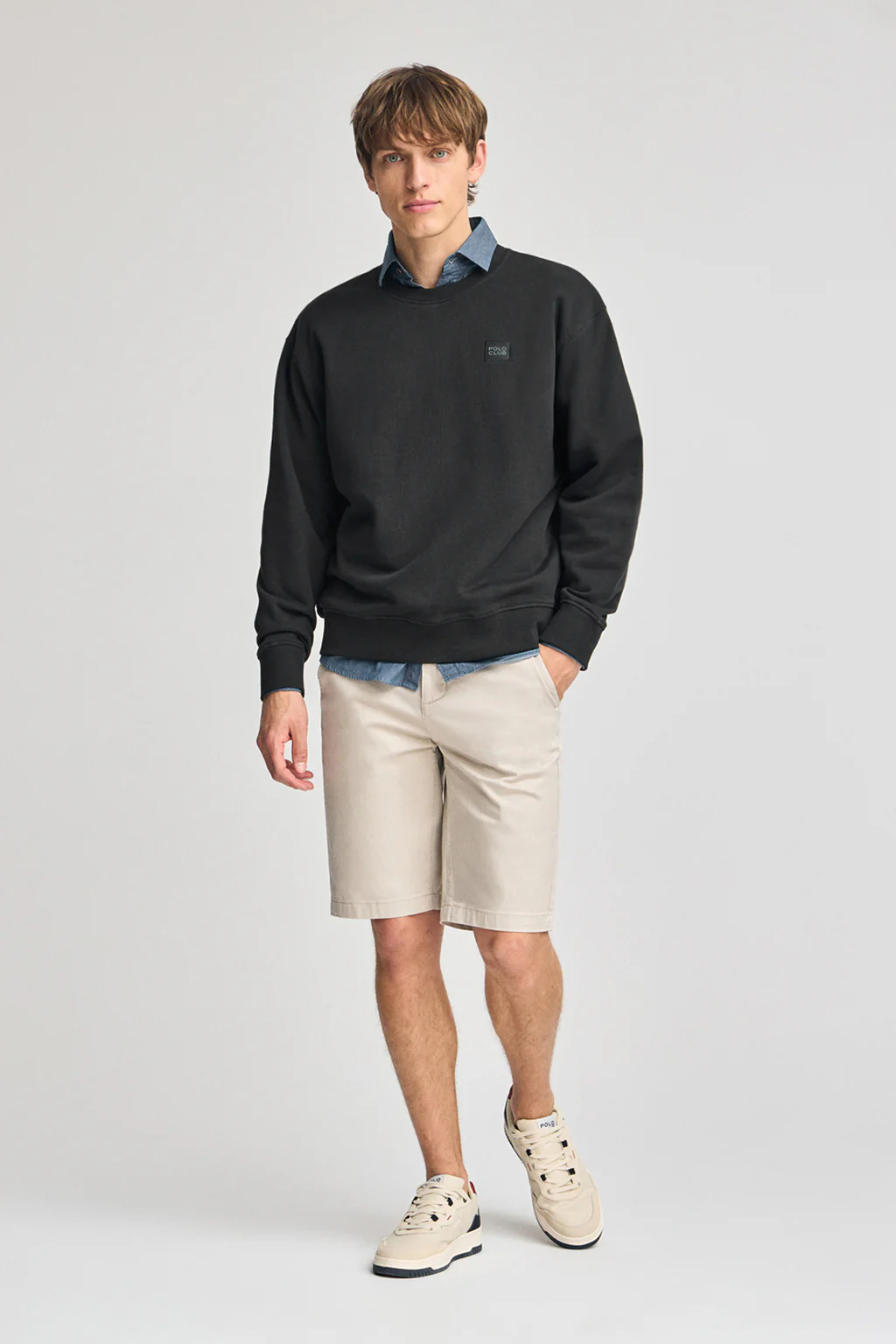 Sudadera negra relax de cuello redondo con detalle Polo Club - Image 3