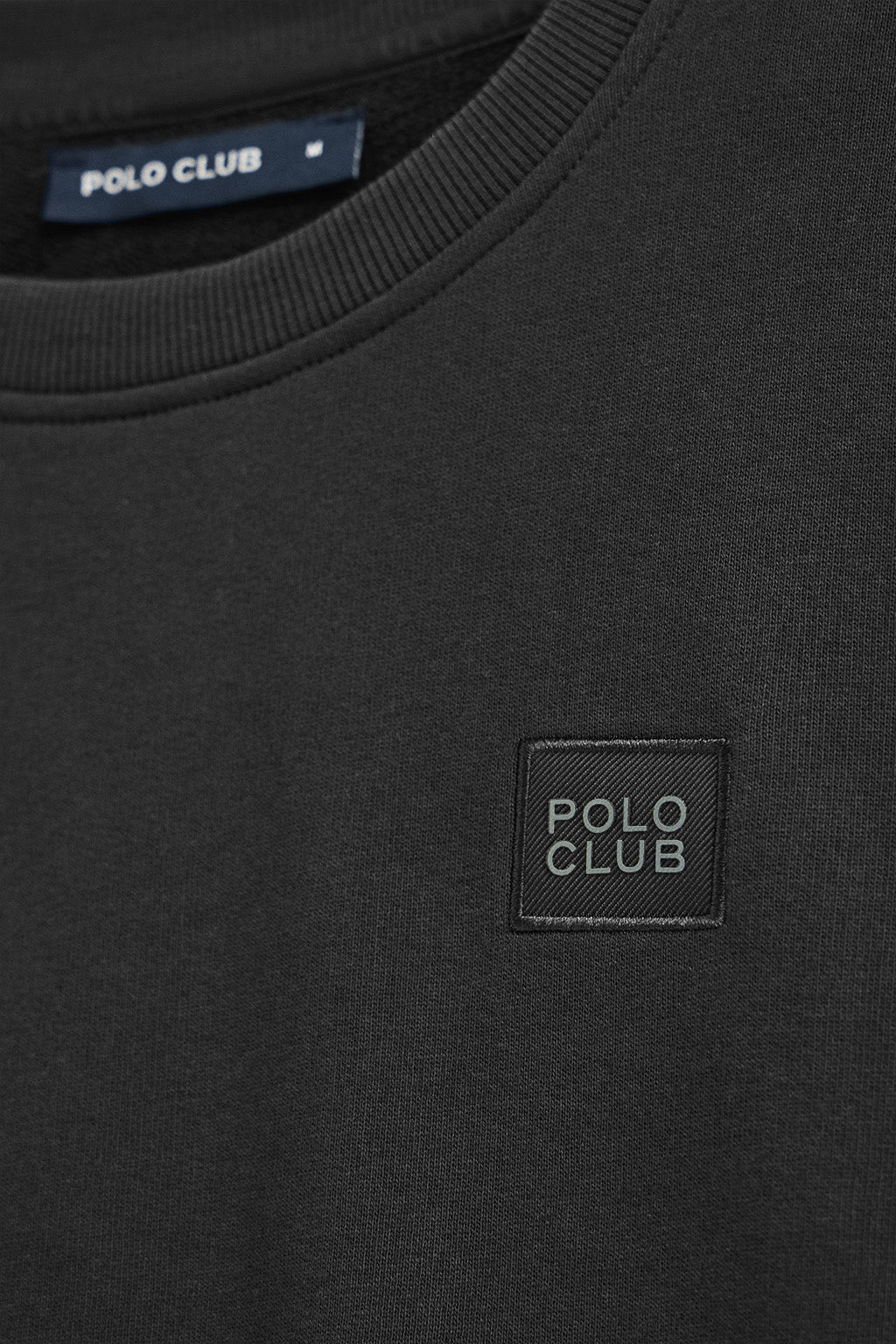 Sudadera negra relax de cuello redondo con detalle Polo Club - Image 7