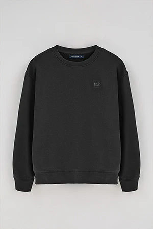 Sudadera negra relax de cuello redondo con detalle Polo Club - Image 9