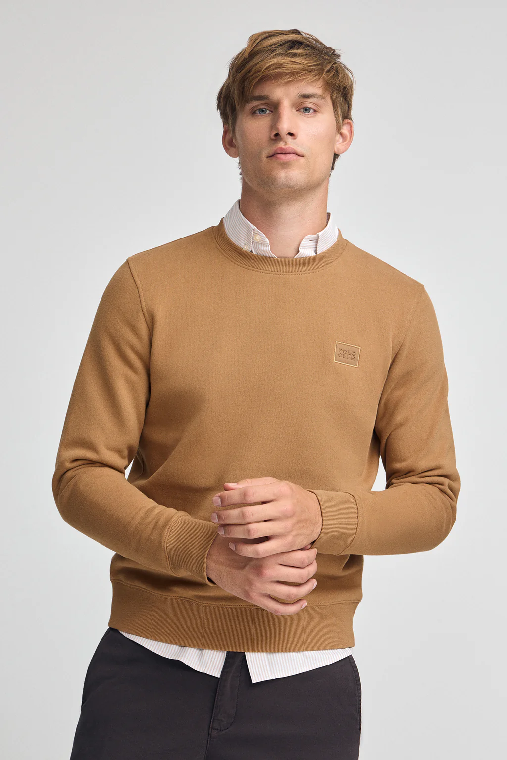 Sudadera camel de corte relajado con logo Polo Club