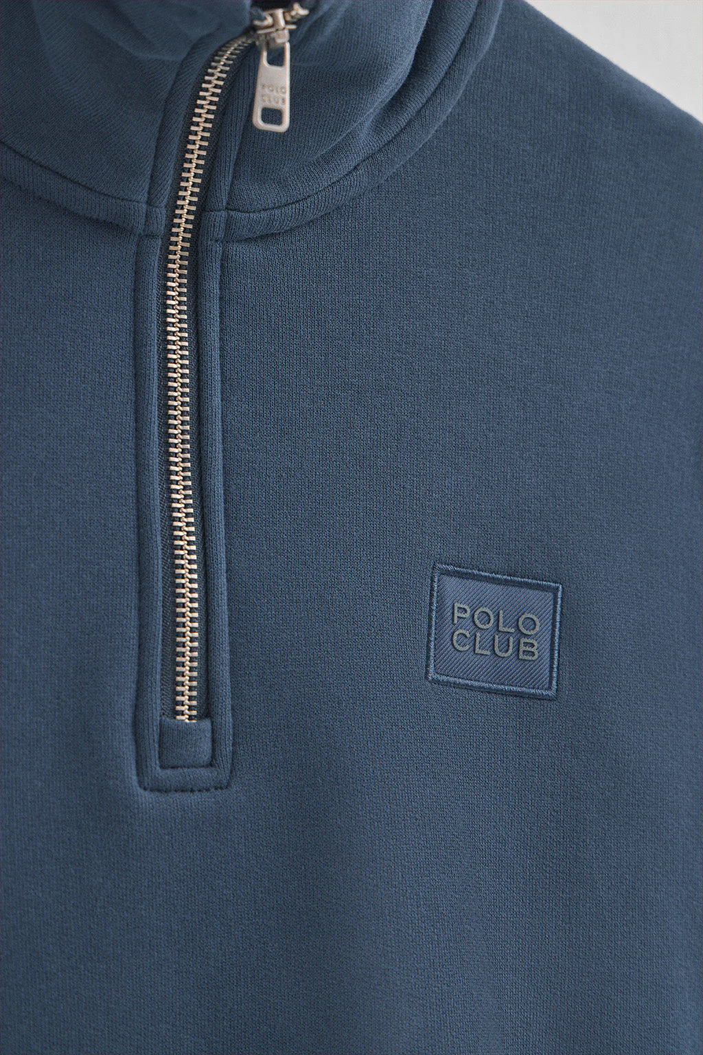 Sudadera azul denim de media cremallera con logo Polo Club - Image 7
