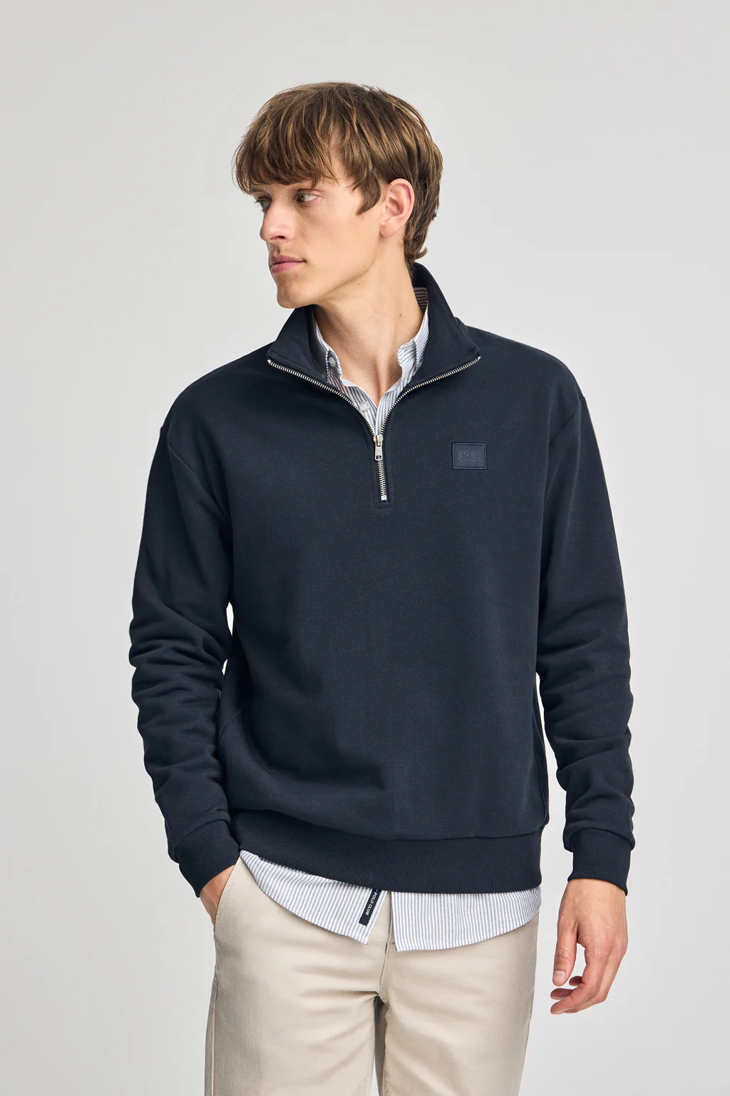 Sudadera azul marino relax de media cremallera con detalle Polo Club
