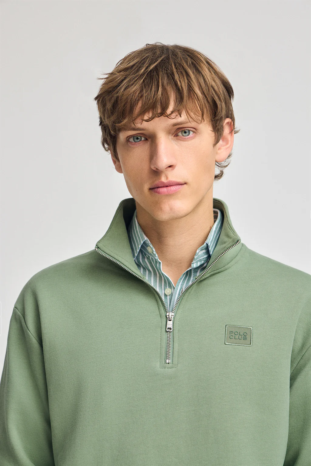 Sudadera verde jade relax de media cremallera con detalle Polo Club - Image 2