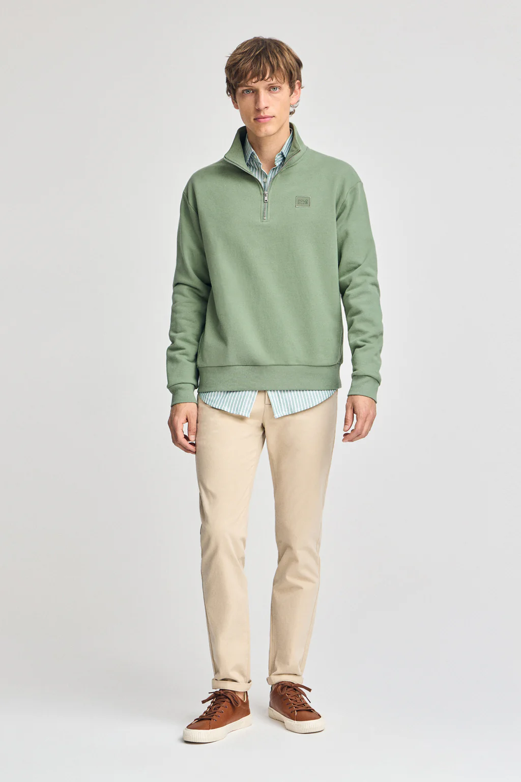 Sudadera verde jade relax de media cremallera con detalle Polo Club - Image 3
