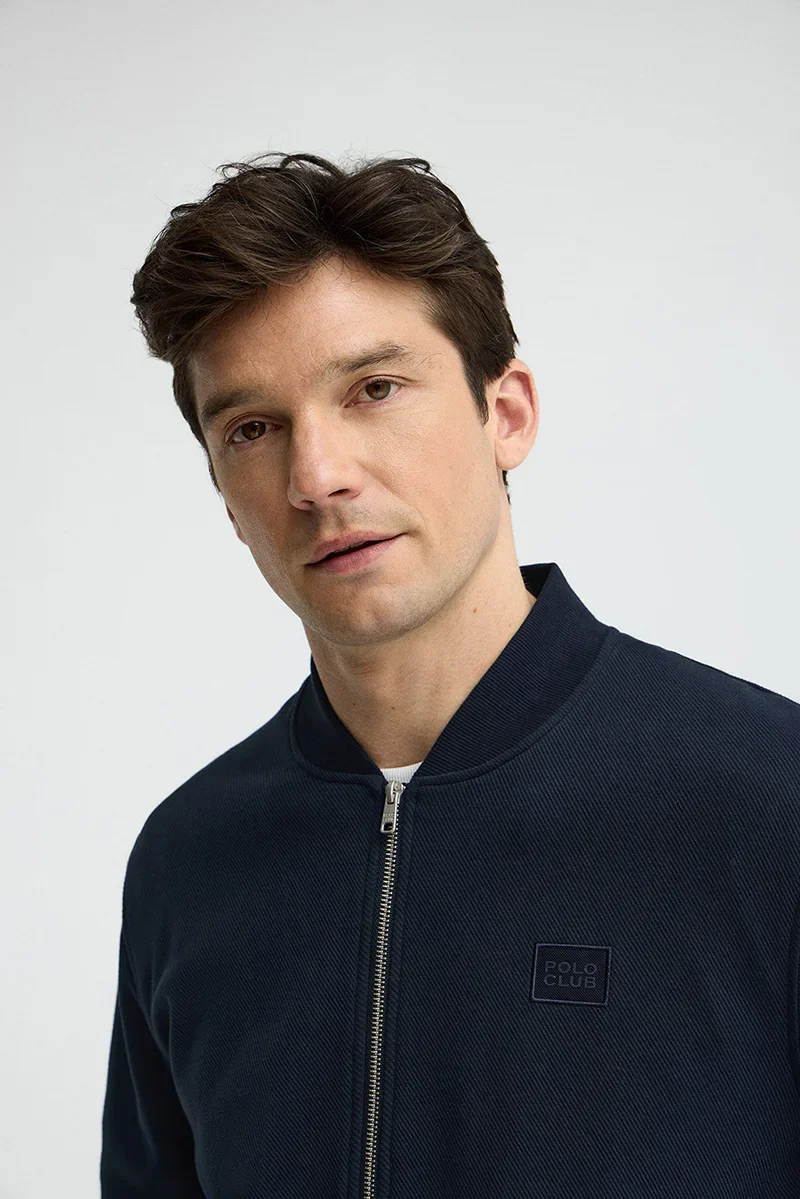 Sudadera Xin azul marino de cuello bomber y cremallera con logo Polo Club - Image 3
