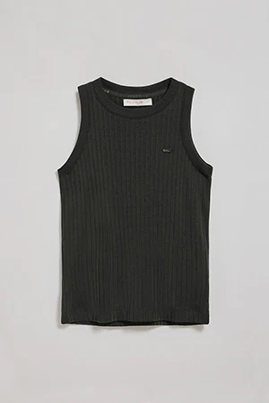 Camiseta top Tamika negra acanalada con detalle de botón nacarado Polo Club - Image 7