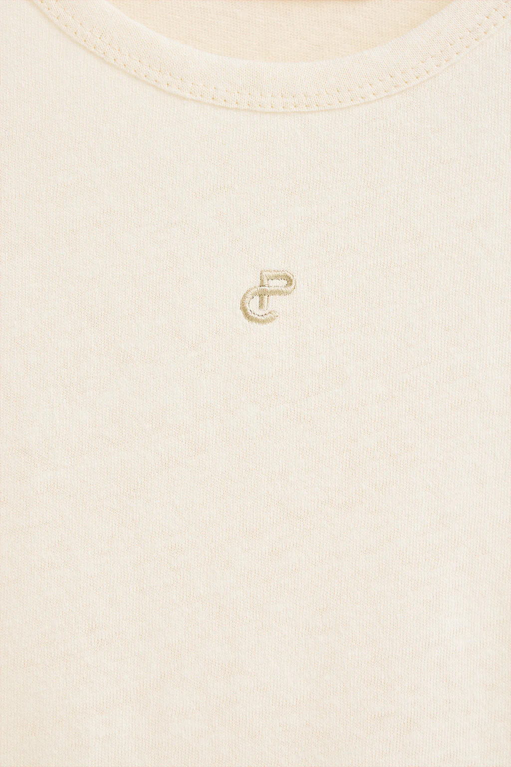 Camiseta color crudo de lino y algodón con monograma bordado - Image 10