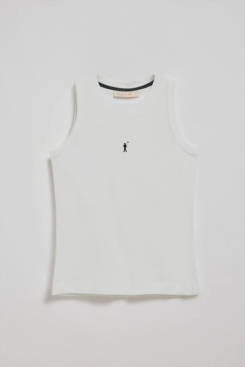 Camiseta básica blanca sin mangas y cuello redondo con logo bordado Rigby Go - Image 8