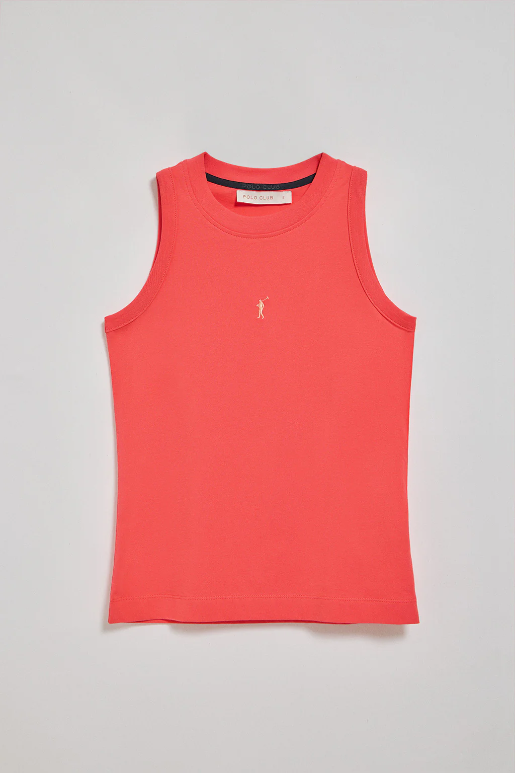 Camiseta básica color coral sin mangas y cuello redondo con logo bordado Rigby Go - Image 5