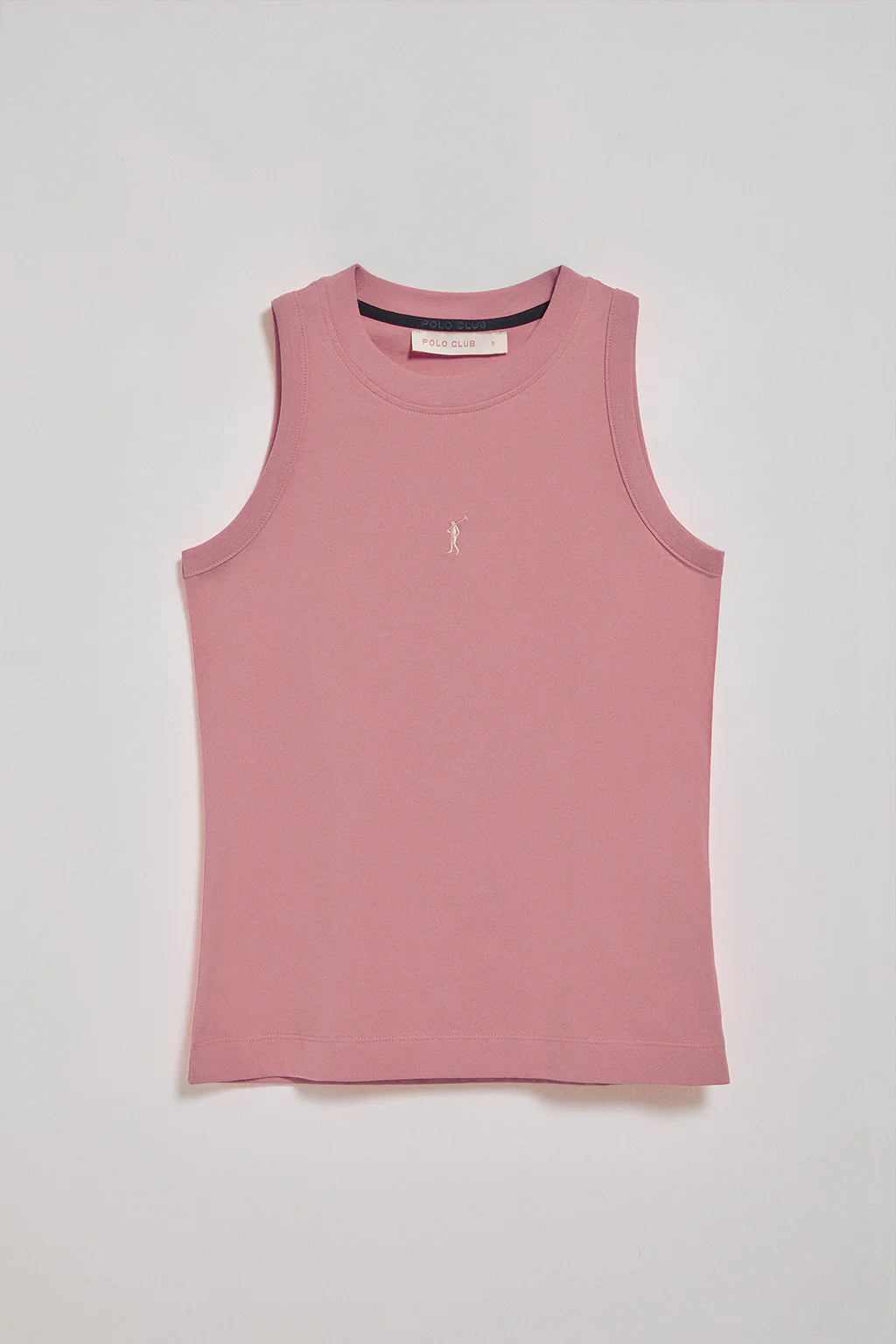 Camiseta básica rosa empolvado sin mangas y cuello redondo con logo bordado Rigby Go - Image 5