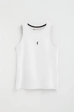 Camiseta sin mangas blanca de corte slim con bordado Rigby Go - Image 11