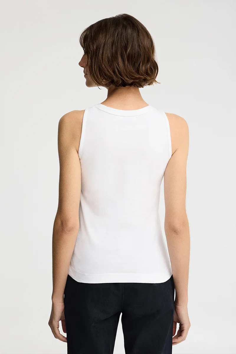Camiseta sin mangas blanca de corte slim con bordado Rigby Go - Image 5