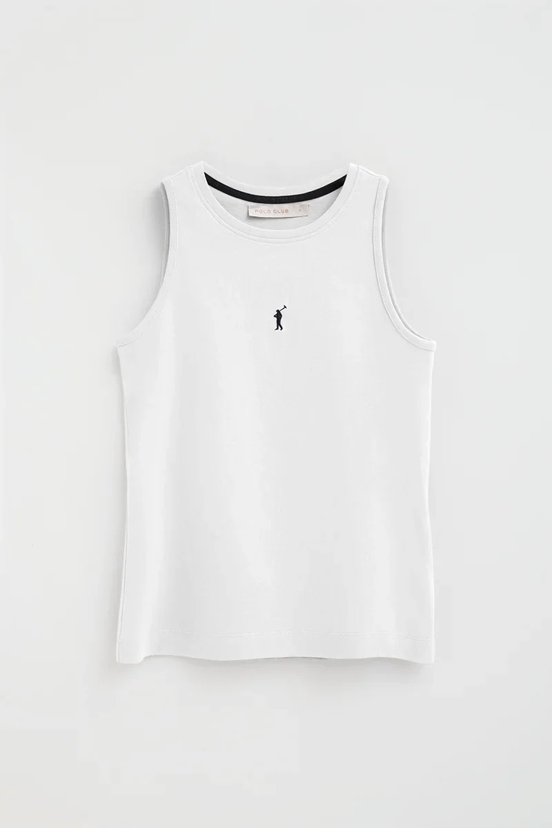 Camiseta sin mangas blanca de corte slim con bordado Rigby Go - Image 7